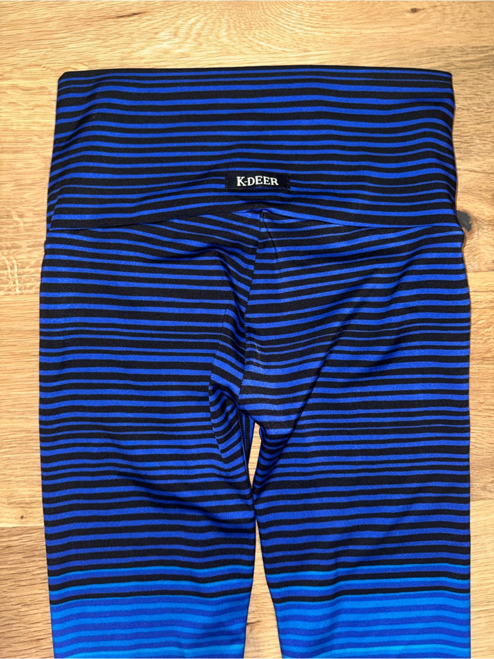 K-DEER Gradient Stripe High-Waist Leggings swim tights red white blue medium - Picture 5 of 6